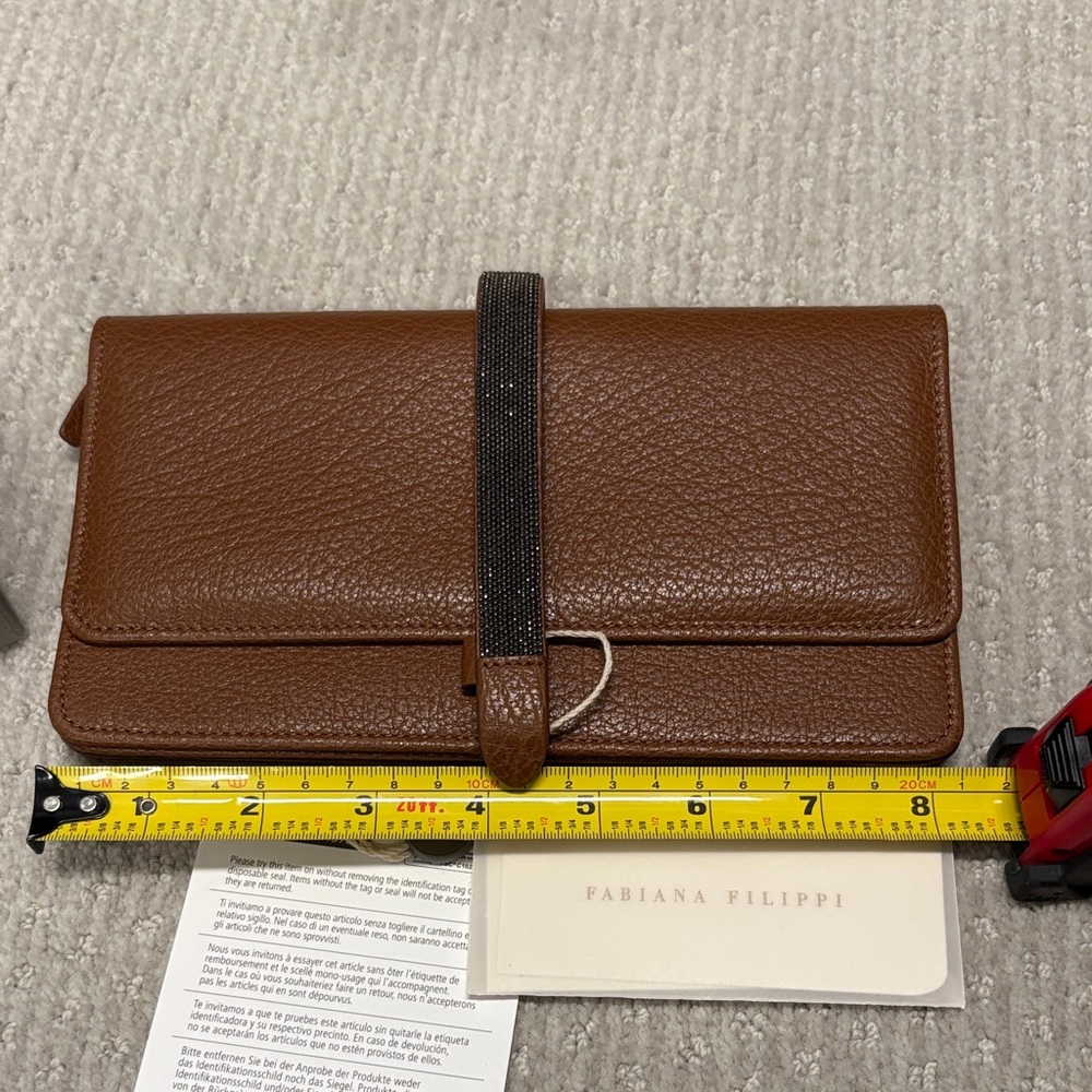 NWT Fabiana Filippi Brown Leather Clutch Wallet - Picture 3 of 7